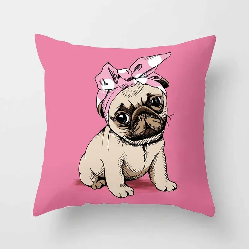 Cute Pug Bulldog Pillowcase for Living Room Decor - Axyaa Home Decor