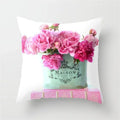 Axyaa Pink Flower Pattern Decorative Cushion Cover for Sofa Pillows - Polyester Material