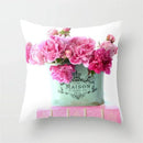 Axyaa Pink Flower Pattern Decorative Cushion Cover for Sofa Pillows - Polyester Material
