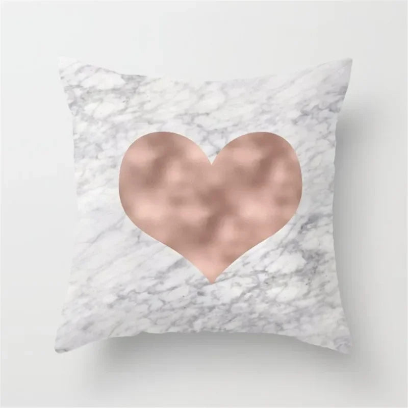 Pink Glitter Letter Flower Geometric Cushion Cover by Axyaa