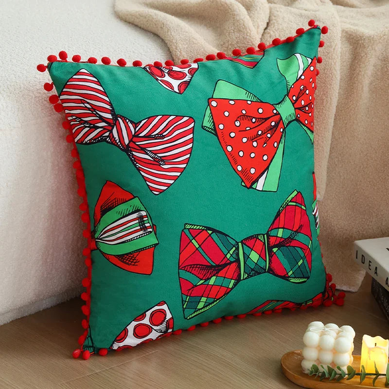 Axyaa Red Bow Romantic Cushion Cover 45x45cm for Living Room Sofa