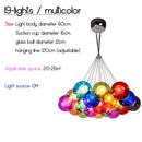 Axyaa Glass Bubble Chandelier Pendant Lamp, Colorful Suspension Hanging Light