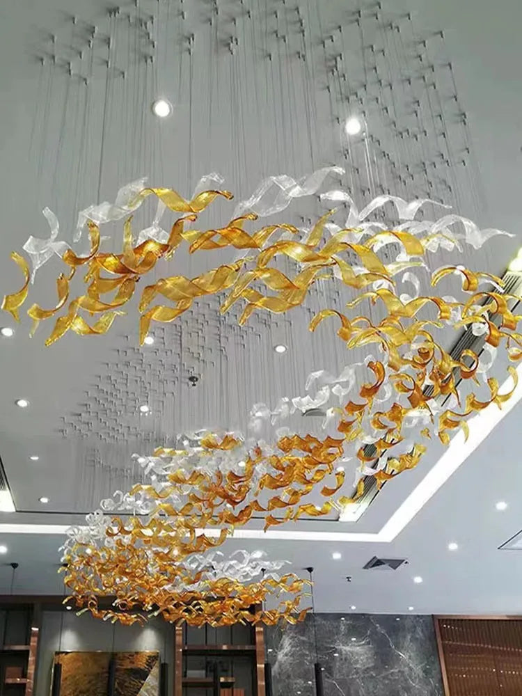 Axyaa Nordic Luxury Villa Modern Spiral Glass Chandelier