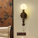 Axyaa Retro Wood Wall Lamp French Middle-Aged Vintage Living Room Bedroom Headlight