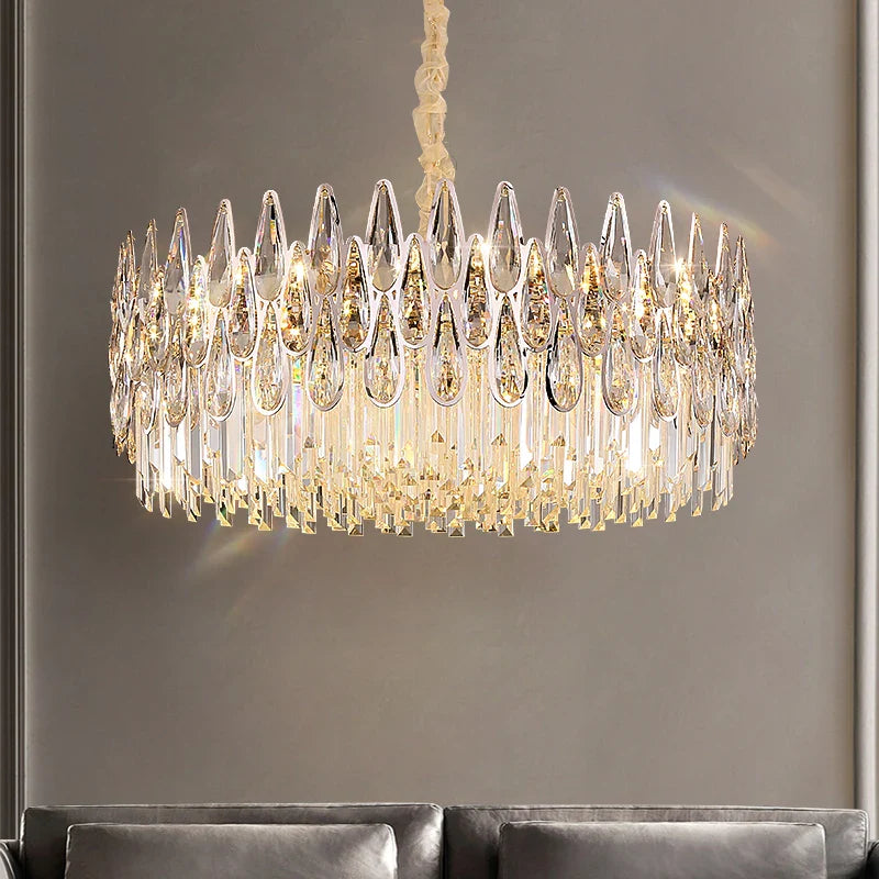 Axyaa Crystal Hall Chandelier: Luxe Spiral Staircase Light