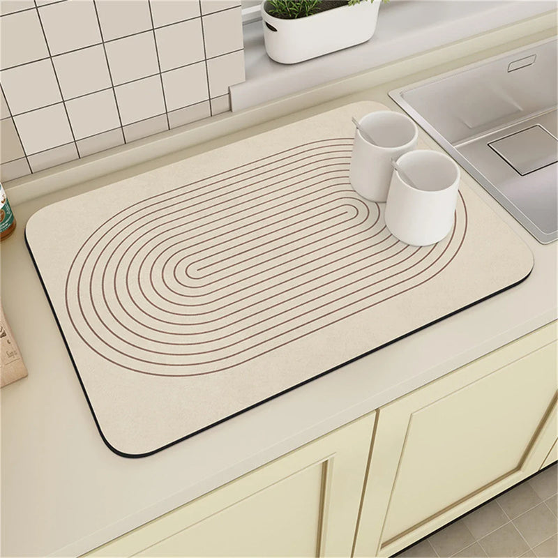 Axyaa Striped Geometry Kitchen Mat Set