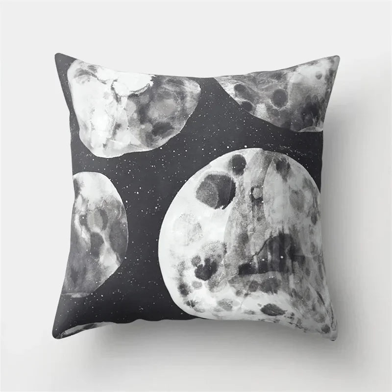 Axyaa Cartoon Star Astronaut Pillow Cover 45x45cm - Cute Moon Rocket Design.