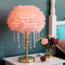 Nordic Feather Crystal Table Lamp by Axyaa - Luxury Bedroom Decor
