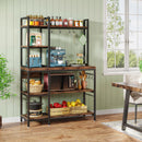 Axyaa 5-Tier Kitchen Bakers Rack with 10 Hooks, 43" Microwave Stand & Utility Shelf