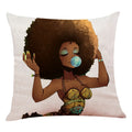 Axyaa African Women Face Print Cushion Cover - 45x45cm Home Decor Pillowcase