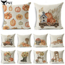 Axyaa Pumpkin Linen Pillow Cover Farmhouse Decor Sofa Car Cushion Case