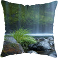 Axyaa Moonlit Waterfall Mountain Landscape Pillow Covers