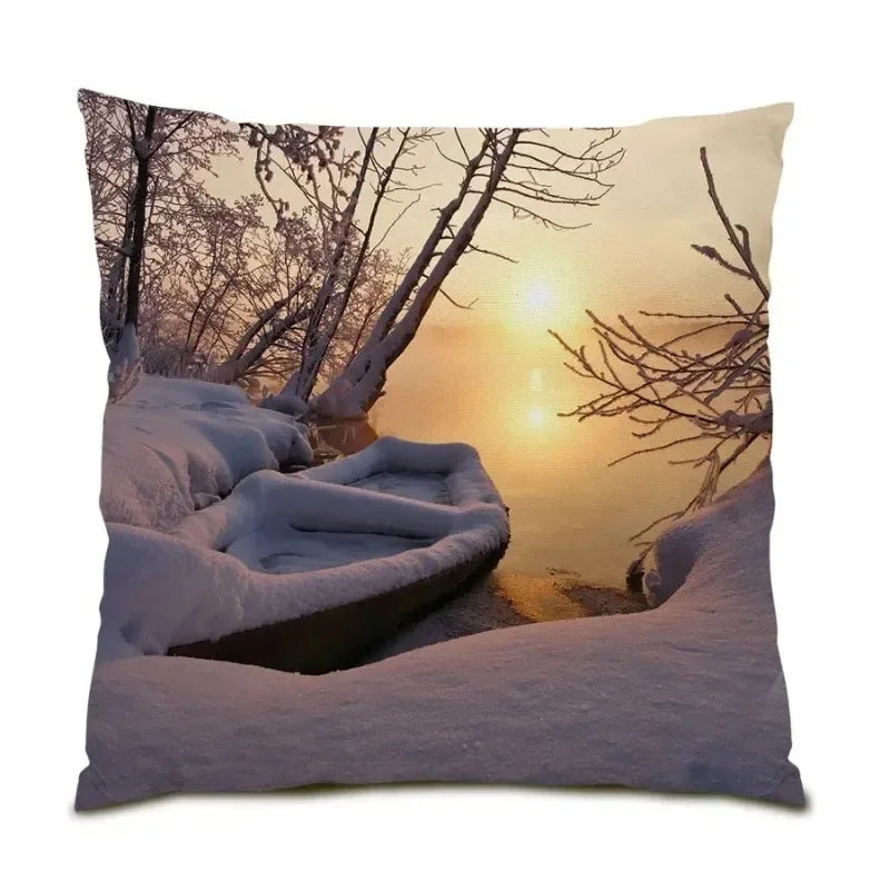 Snow Scenery Pillowcase Sofa Art Gift Beach Home Decor Axyaa Collection
