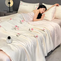 Axyaa Washed Ice Silk Summer Quilt Set - 4 Piece Cool Air Conditioner Bedding