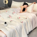 Axyaa Washed Ice Silk Summer Quilt Set - 4 Piece Cool Air Conditioner Bedding