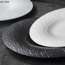 Axyaa Matte Stone Pattern Ceramic Shallow Plate for Sushi, Steak, Salad & Desserts