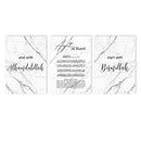 Axyaa Bismillah Ayat Al Kursi Quran Black White Marble Wall Art Canvas Print