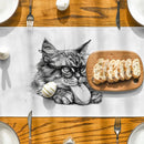 Axyaa Cat Glasses Mouse Pencil Drawing Table Runner