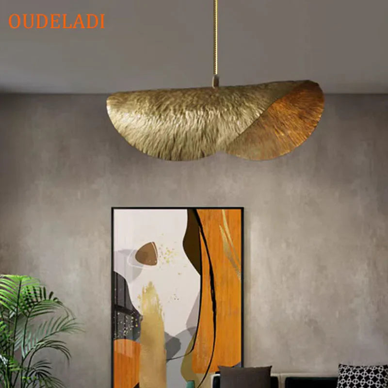 Axya Lotus Leaf Copper Chandelier - Vintage Pendant Light for Home Dining and Kitchen Island