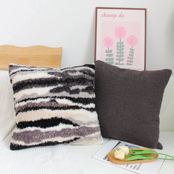 Axyaa Plush Gradient Rabbit Fur Cushion Cover 45x45cm for Sofa Living Room