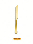 Axyaa Gold Stainless Steel Cutlery Set - 8pcs Buffet Utensils and Food Tongs