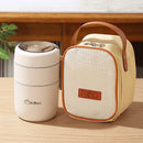 Axyaa Double-Layer Stainless Steel Thermal Lunch Box with Spoon and Bag