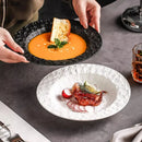 Axyaa Stoneware Plate Set for Molecular Cuisine in Stone Pattern - Restaurant Quality
