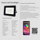 Axyaa RGBW Smart LED Floodlight for Garden Party, 50W/100W, Bluetooth Control