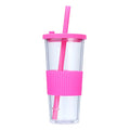 Axyaa Double-layer Plastic Straw Cup with Sleeve - Portable, Reusable, and Stylish