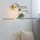 Axyaa Glass LED Wall Light - Grape Color Tiffany Style Sconce, Pull Chain Switch