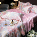 Axyaa Floral Silk Bedding Set Duvet Cover Sheet Pillowcase Luxury Soft Bedsheet