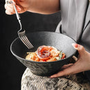 Axyaa Stone Pattern Ceramic Pasta Soup Salad Dessert Bowl Tableware Collection