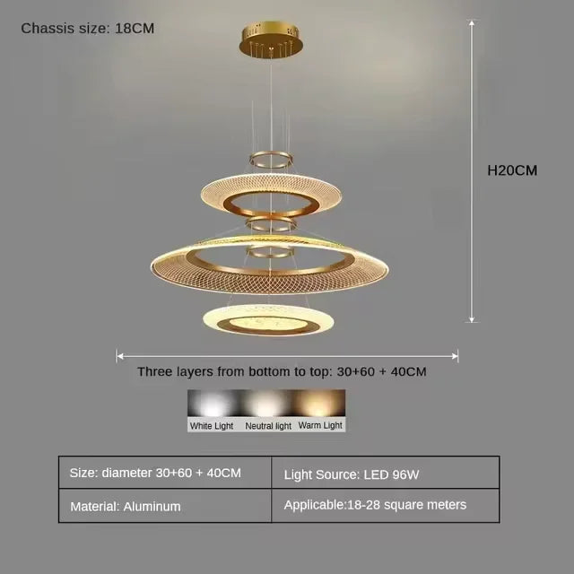 Axyaa Aluminum LED Pendant Lamp: Modern, Simple Design for Living & Dining Rooms