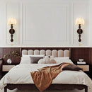 Axyaa Solid Wood Wall Lamp French Retro Fabric Printing Bedroom Lighting