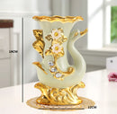 Axyaa Ceramic Gold Swan Vase Set for Home Decor & Dining Table Arrangement