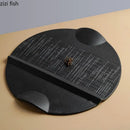 Axyaa Black Frosted Texture Ceramic Dinner Plate Steak Dessert Snack Solid Color Plate
