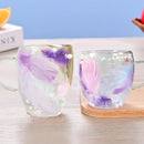 Axyaa Double Wall Glass Coffee Mug with Handles - Clear Milk Cup