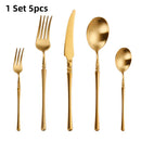 Axyaa Western Cutlery Set: Knife, Fork, Spoon, Dinnerware in Stainless Steel - 5/10 Pcs