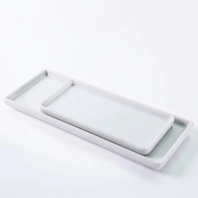 Axya White Porcelain Bathroom Tray Set