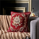 Axyaa European Mirror Floral Jacquard Pillow Case in Brown, Ivory & Blue
