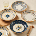Axyaa 8-Inch Ceramic Japanese Dining Serving Plates, Set of 4