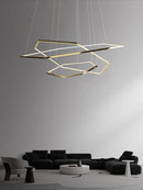 Axyaa Modern Minimalism Gold Steel Hexagon LED Chandelier - Dimmable Pendant Light for Home and Bedroom
