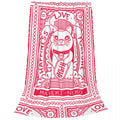 Axyaa Maneki Neko Fleece Blanket - Super Soft Lucky Cat Bed Throw