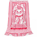 Axyaa Maneki Neko Fleece Blanket - Super Soft Lucky Cat Bed Throw