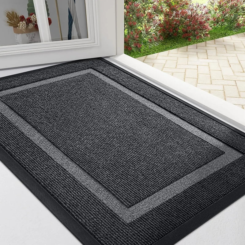 Axyaa Rubber Indoor Outdoor Entryway Mat Easy Clean Low Profile Fade Resistant Mats