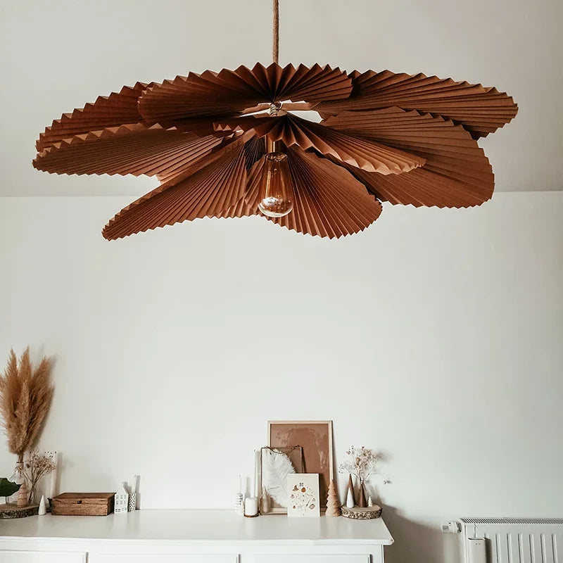 Axyaa Wabi-sabi Paper LED Ceiling Chandelier Retro Home Decor Petal Ceiling Lamp