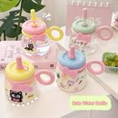 Axyaa Cute Cat Water Bottle With Straw Cap Handle - 950ml Plastic Tumbler