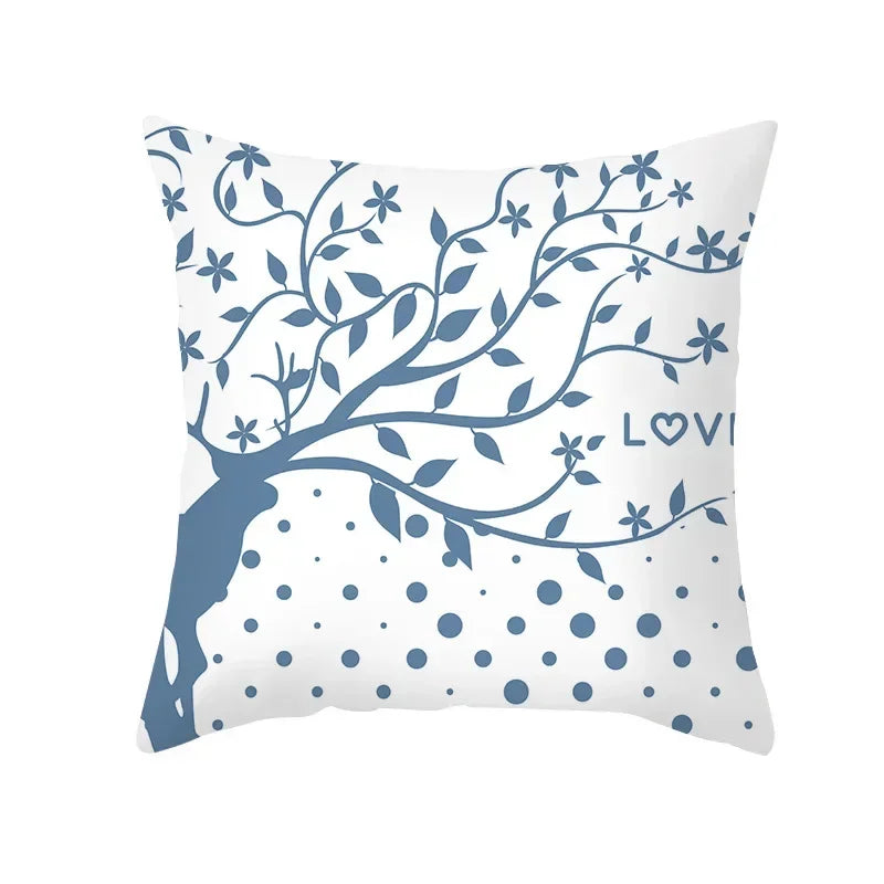Axyaa Reindeer Print Cushion Cover: Nordic Modern Geometric Design for Home Sofa.