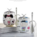 Axyaa 410ml Bone  Boy Girl Cartoon Tumbler with Lid and Spoon