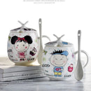 Axyaa 410ml Bone  Boy Girl Cartoon Tumbler with Lid and Spoon